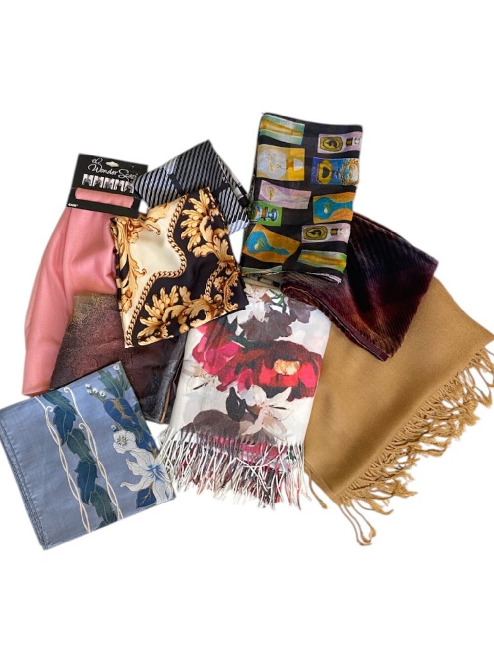 9pc Luxury Scarf Bundle LRL Thai Silk Pashmina Baroque